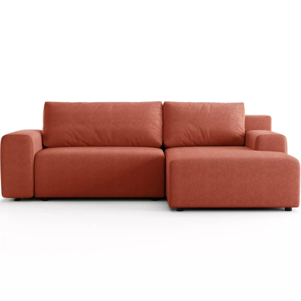 Canapé d'angle convertible 5 places en tissu chenille Luno