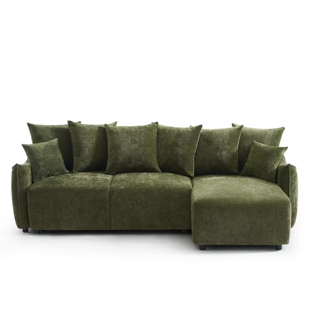 Canapé d'angle réversible convertible tissu 4 places Lyora