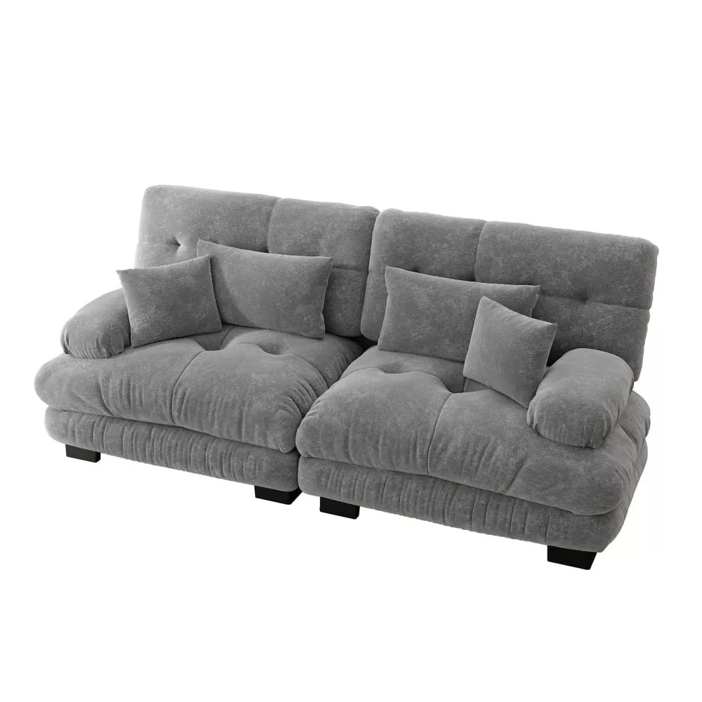 Canapé 3 places modulable en chenille avec coussins 220 cm