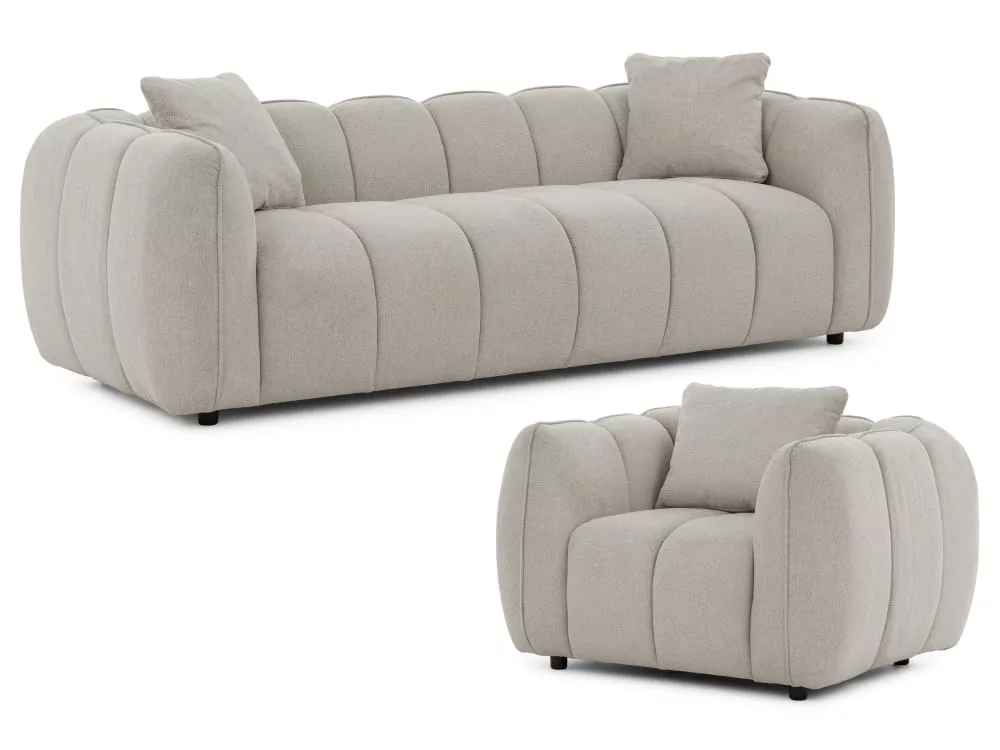 Ensemble de canapé 3+1 en tissu structuré Nubira