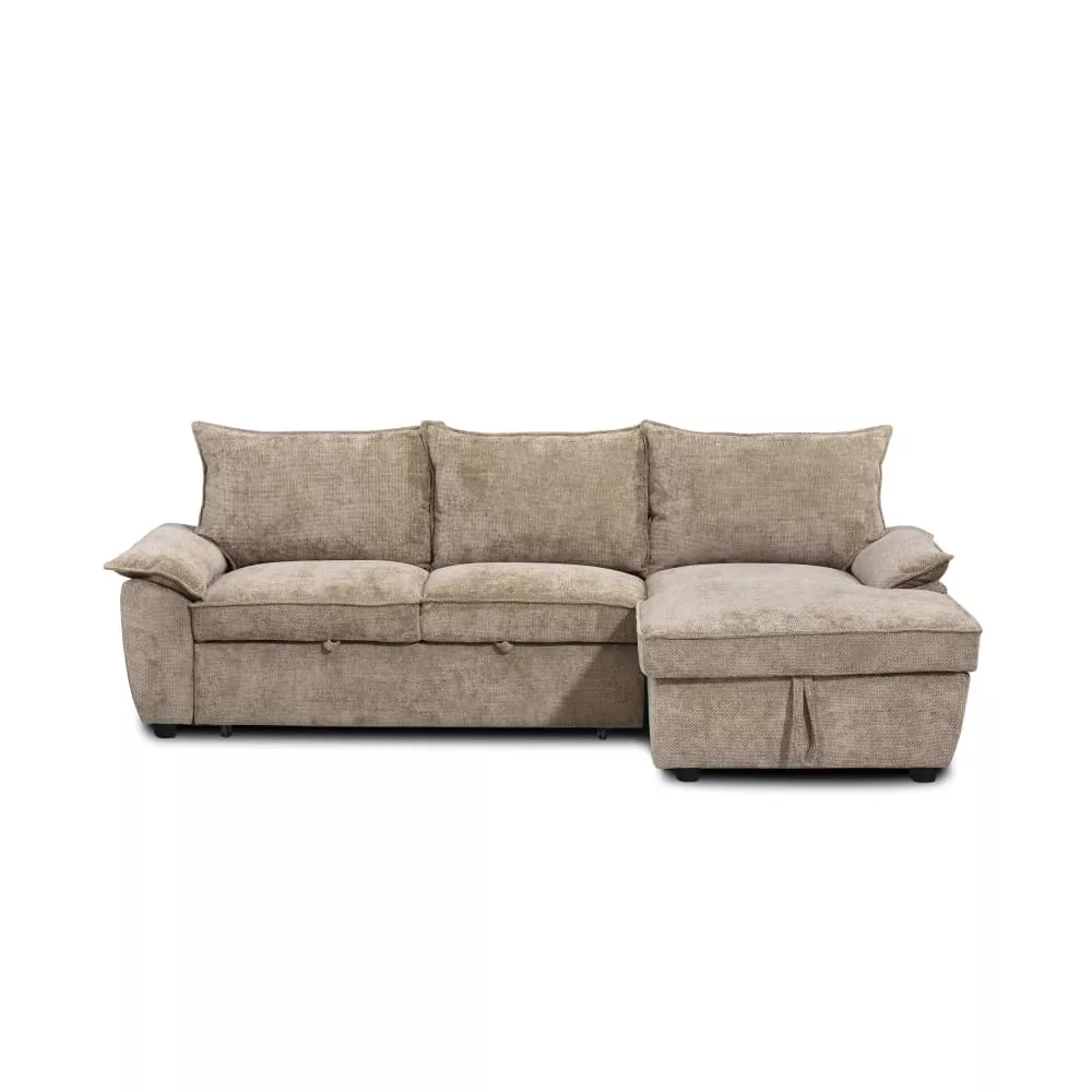Canapé d'angle convertible en tissu chenille 4 places Vinea