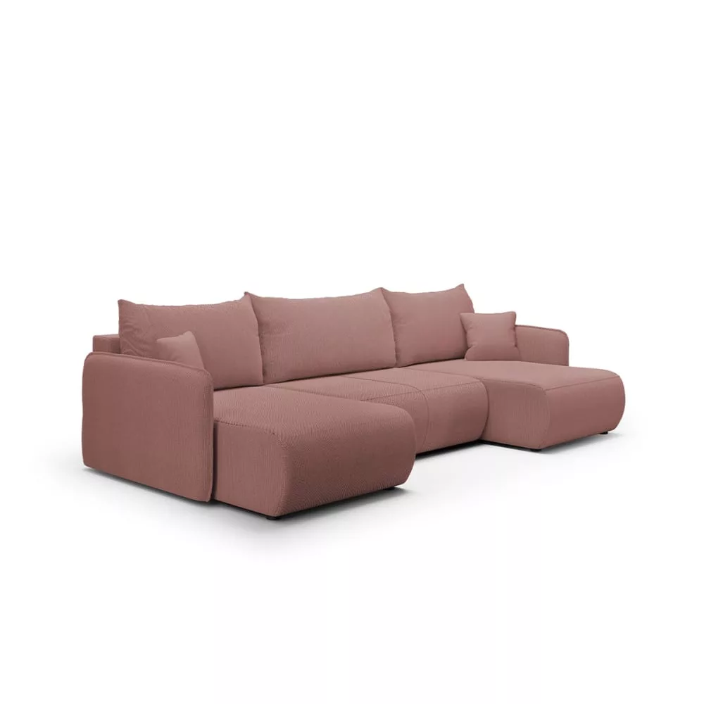 Canapé u 5 places convertible coffre bois de pin Claudio