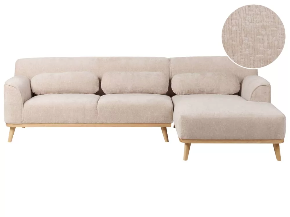 Canapé d'angle 3 personnes en tissu chenille Simos