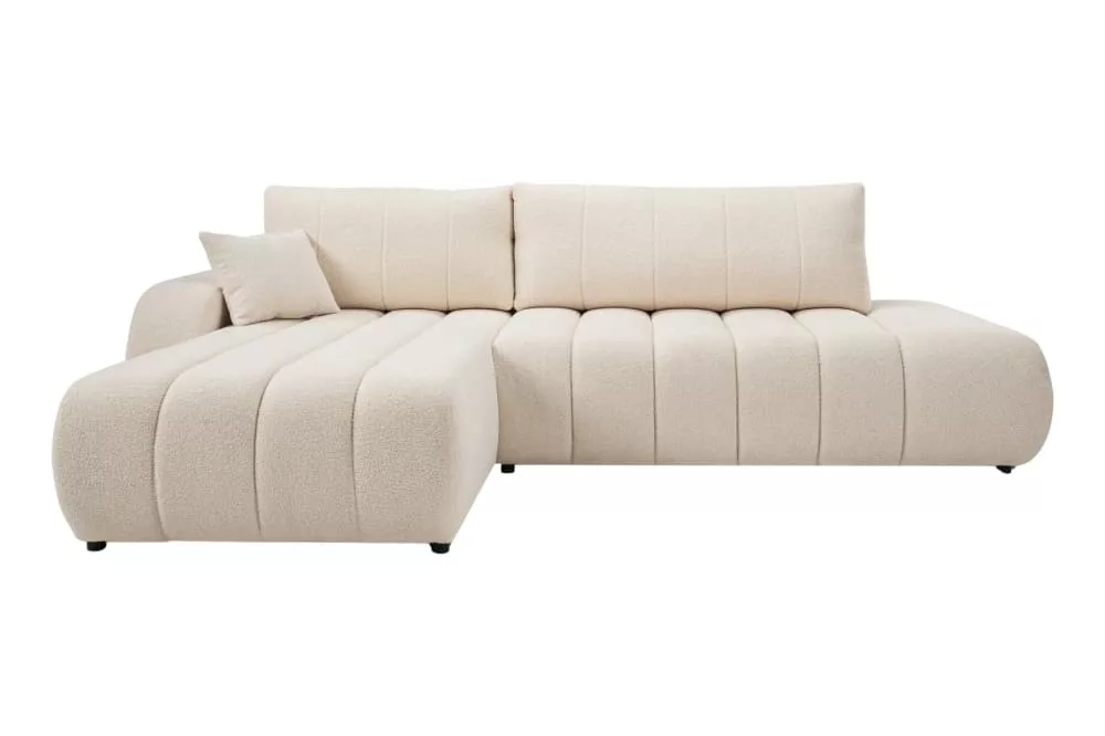 Canapé d'angle convertible tissu bouclette 4 places Celeste