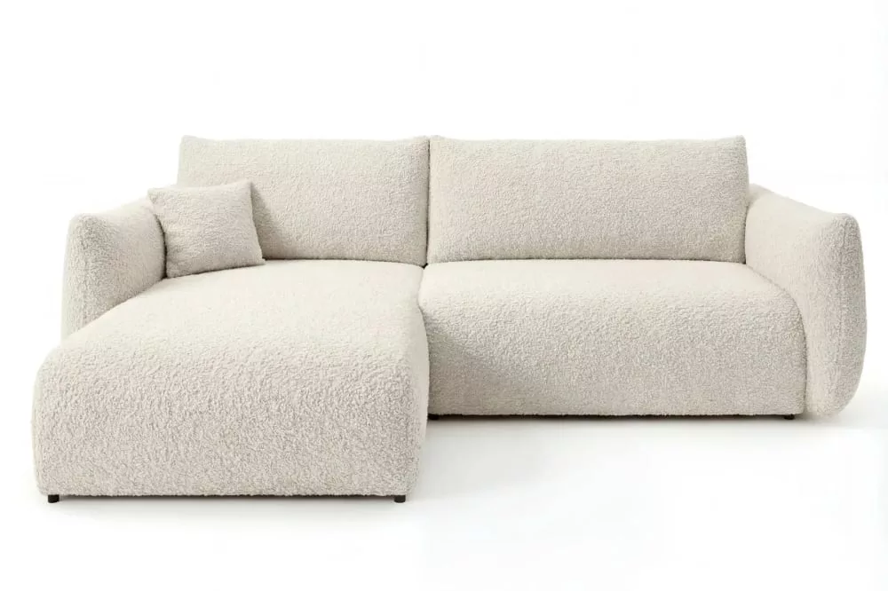 Canapé d'angle convertible tissu bouclette 4 places Elio