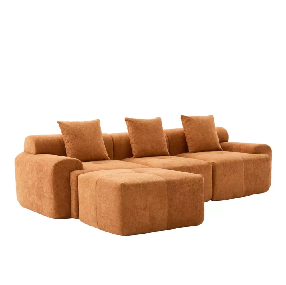 Canapé d'angle 3 places en velours polyester