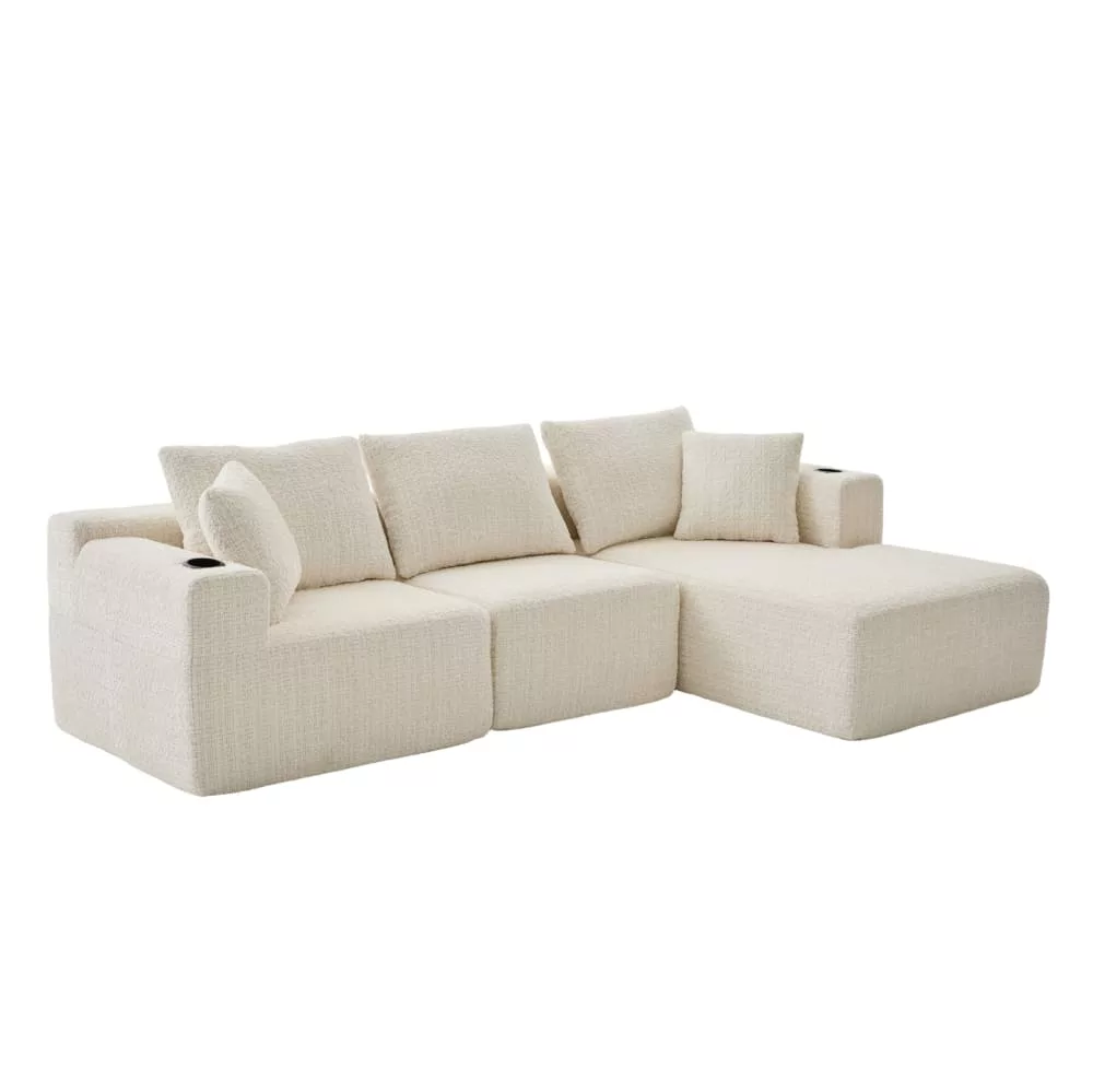 Canapé d'angle en chenille avec méridienne