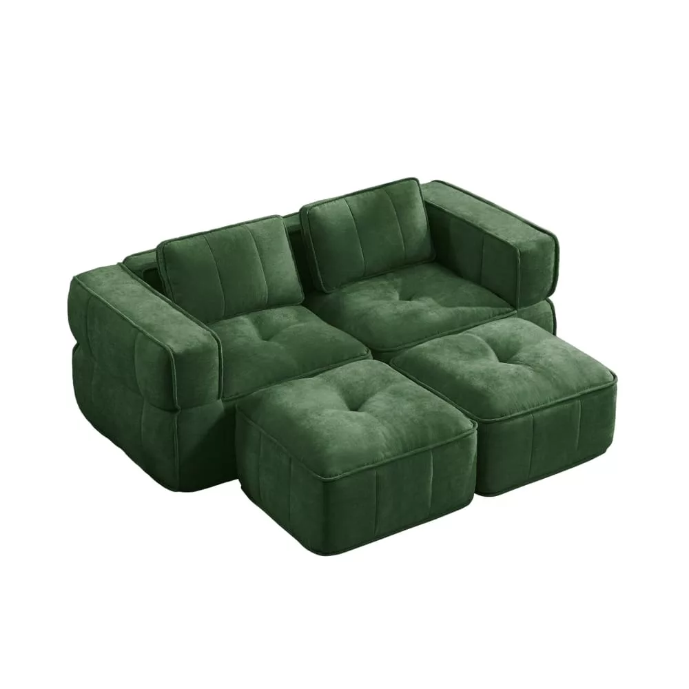 Canapé modulable en polyester avec pouf