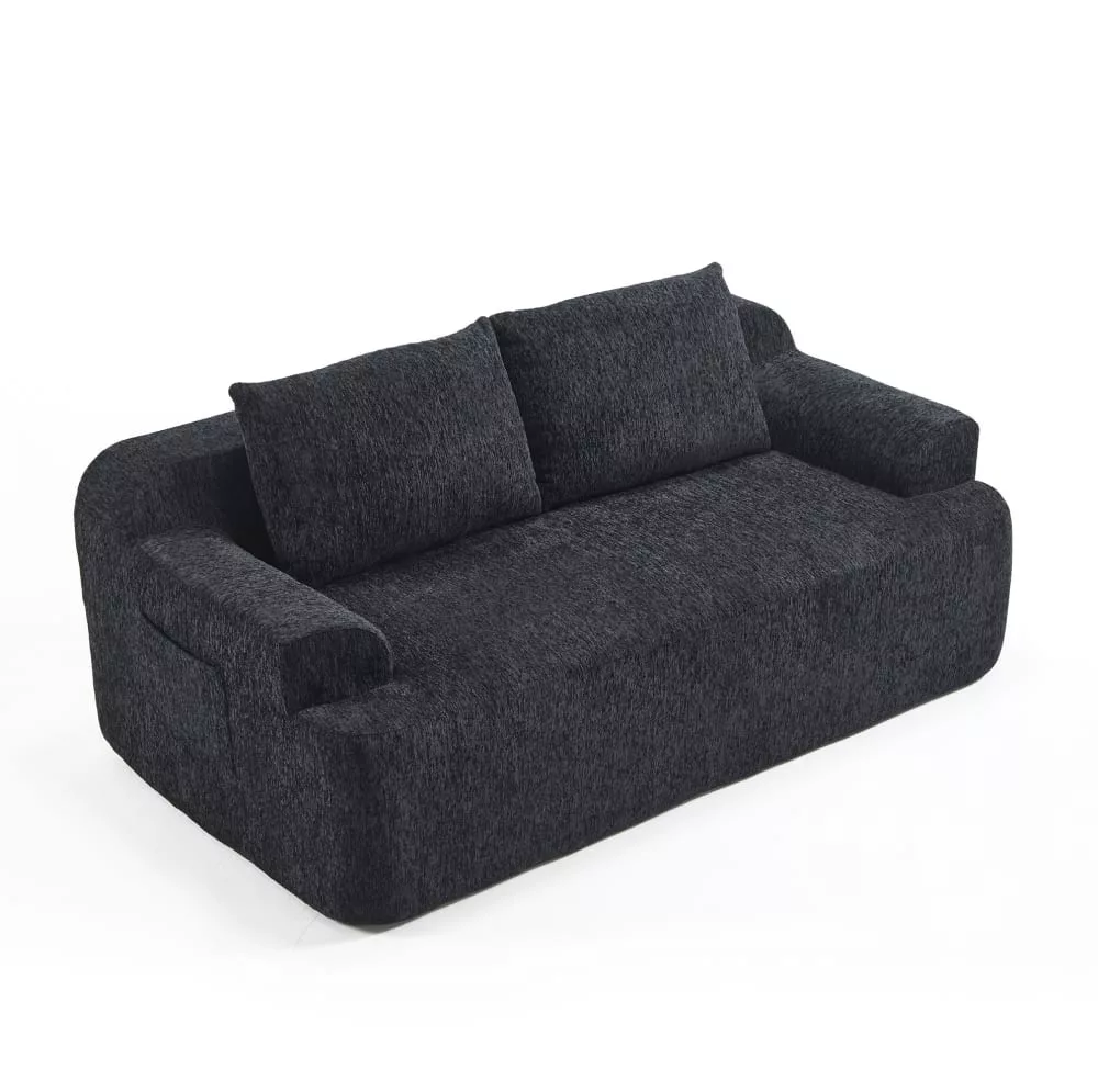 Canapé modulable 2 places en velours polyester côtelé