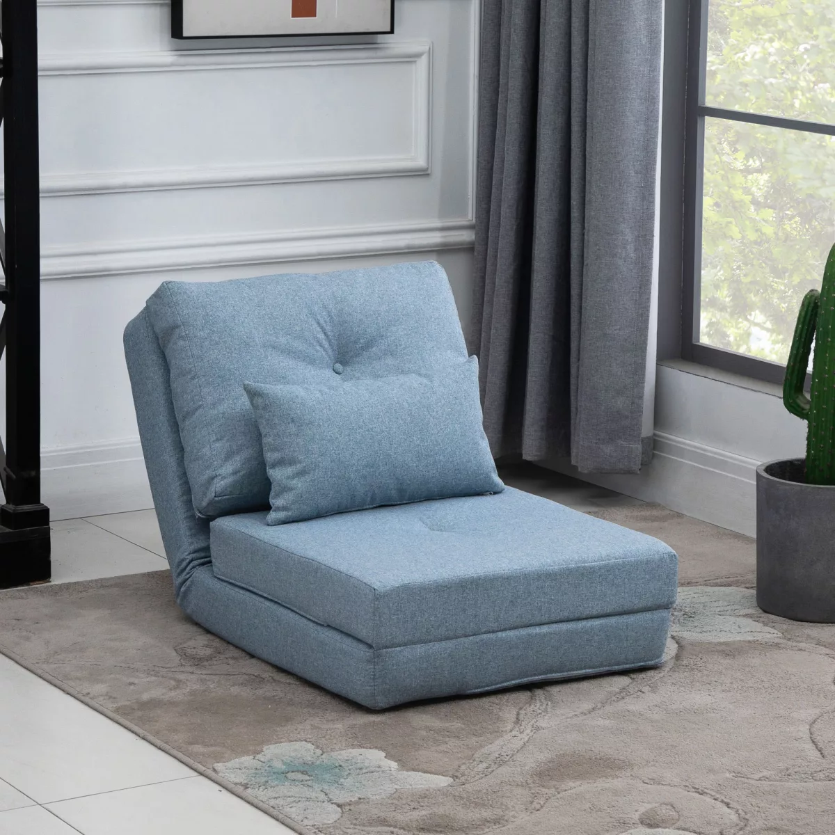 HOMCOM Chauffeuse canapé-lit convertible fauteuil 1 place avec 1 coussin avec dossier
