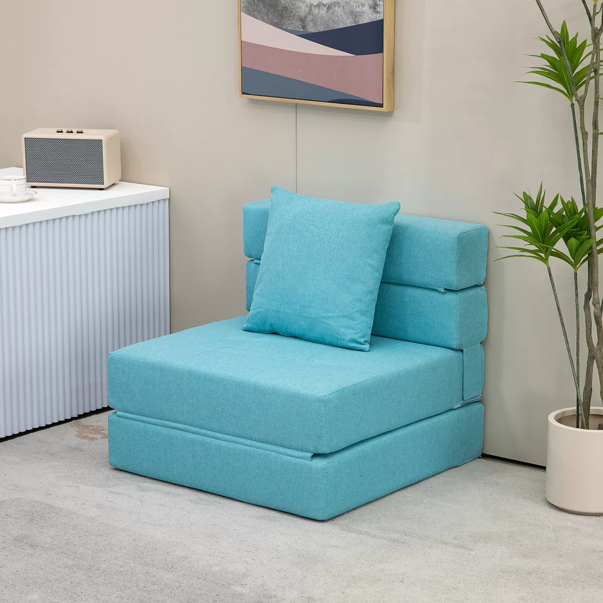 HOMCOM Chauffeuse canapé-lit convertible fauteuil 1 place avec 1 coussin déhoussable