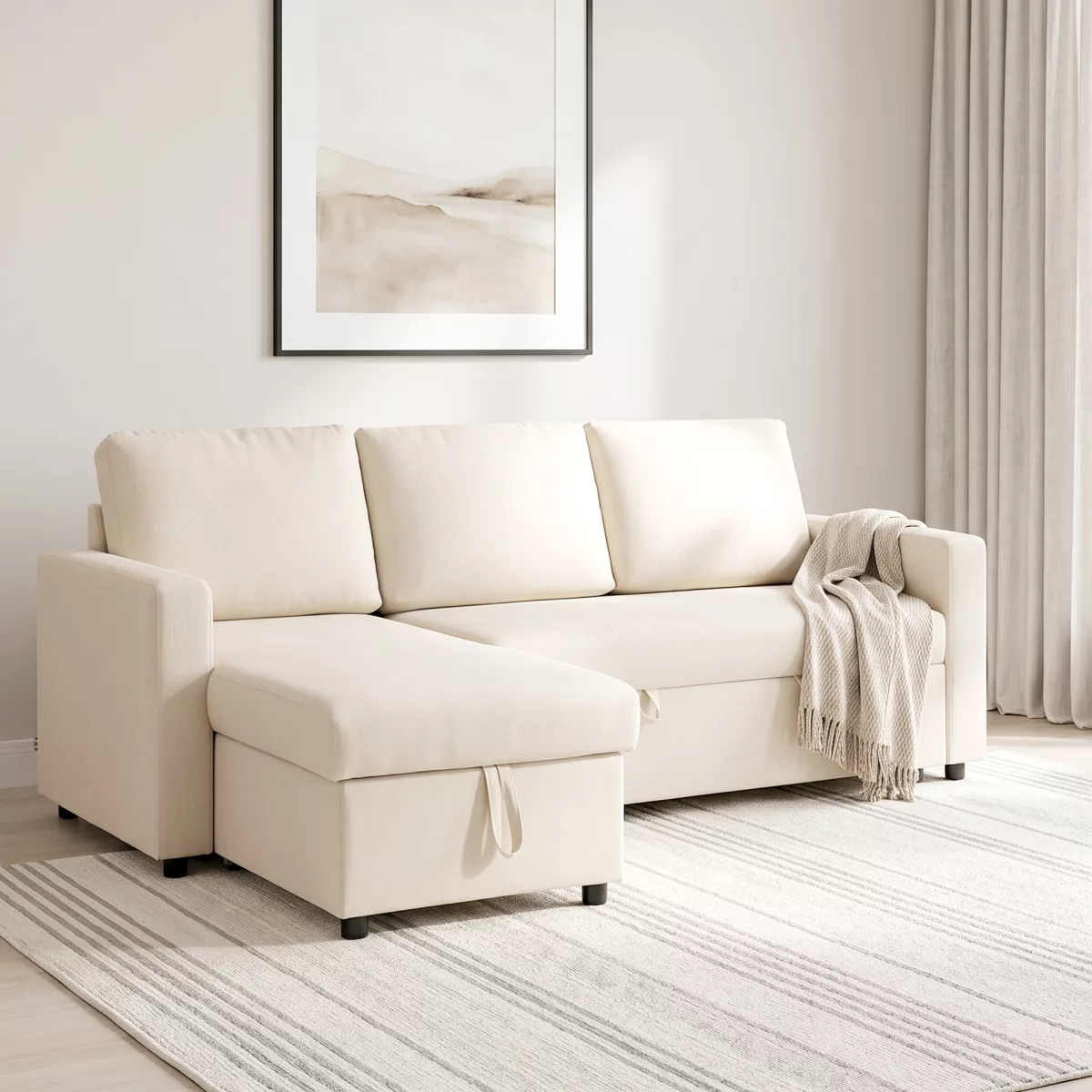 HOMCOM Canapé d'angle convertible modulable avec méridienne réversible
