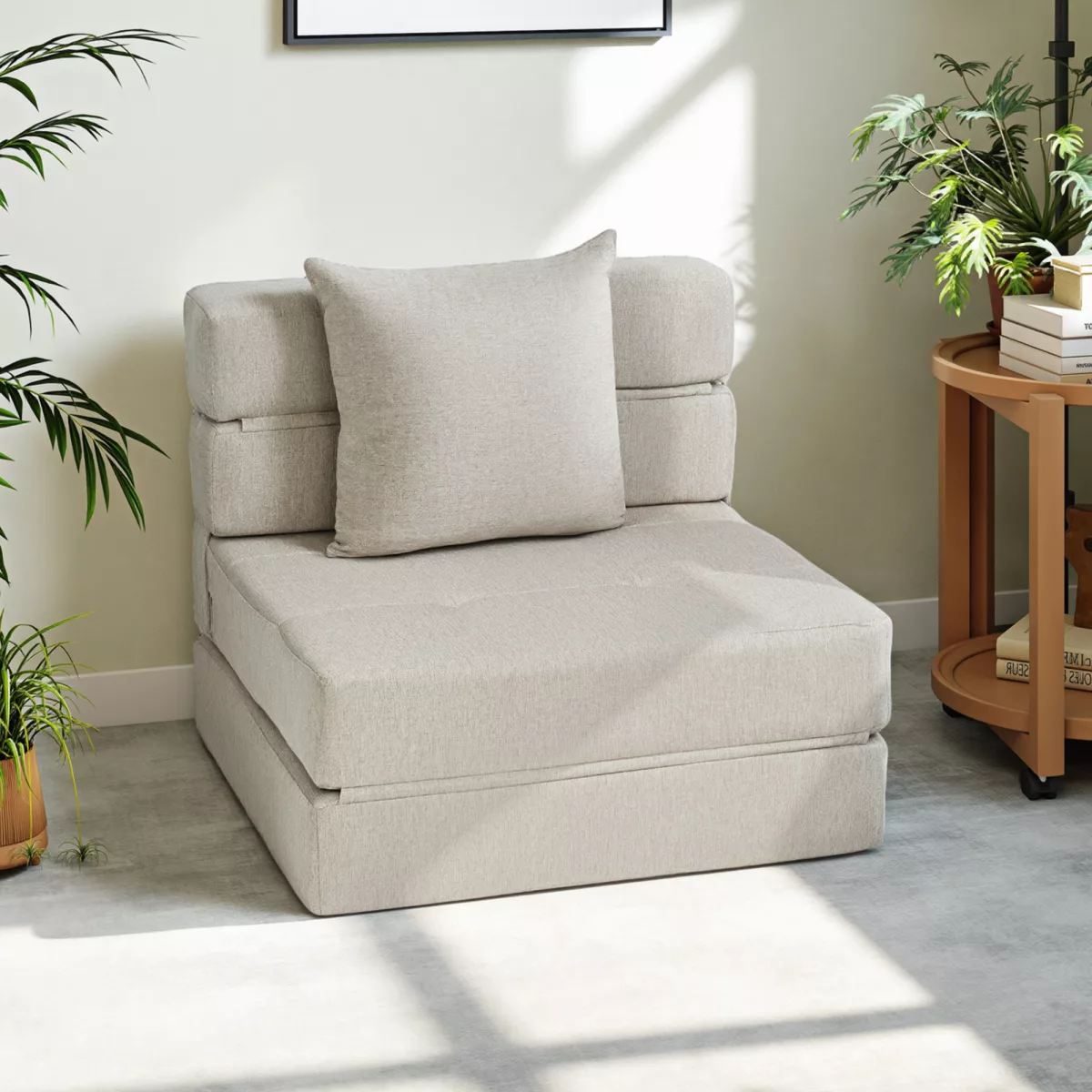 HOMCOM Chauffeuse canapé-lit convertible fauteuil 1 place avec 1 coussin déhoussable