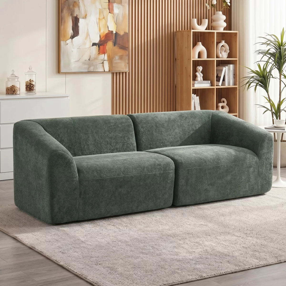 HOMCOM Canapé 3 places en chenille 225 cm
