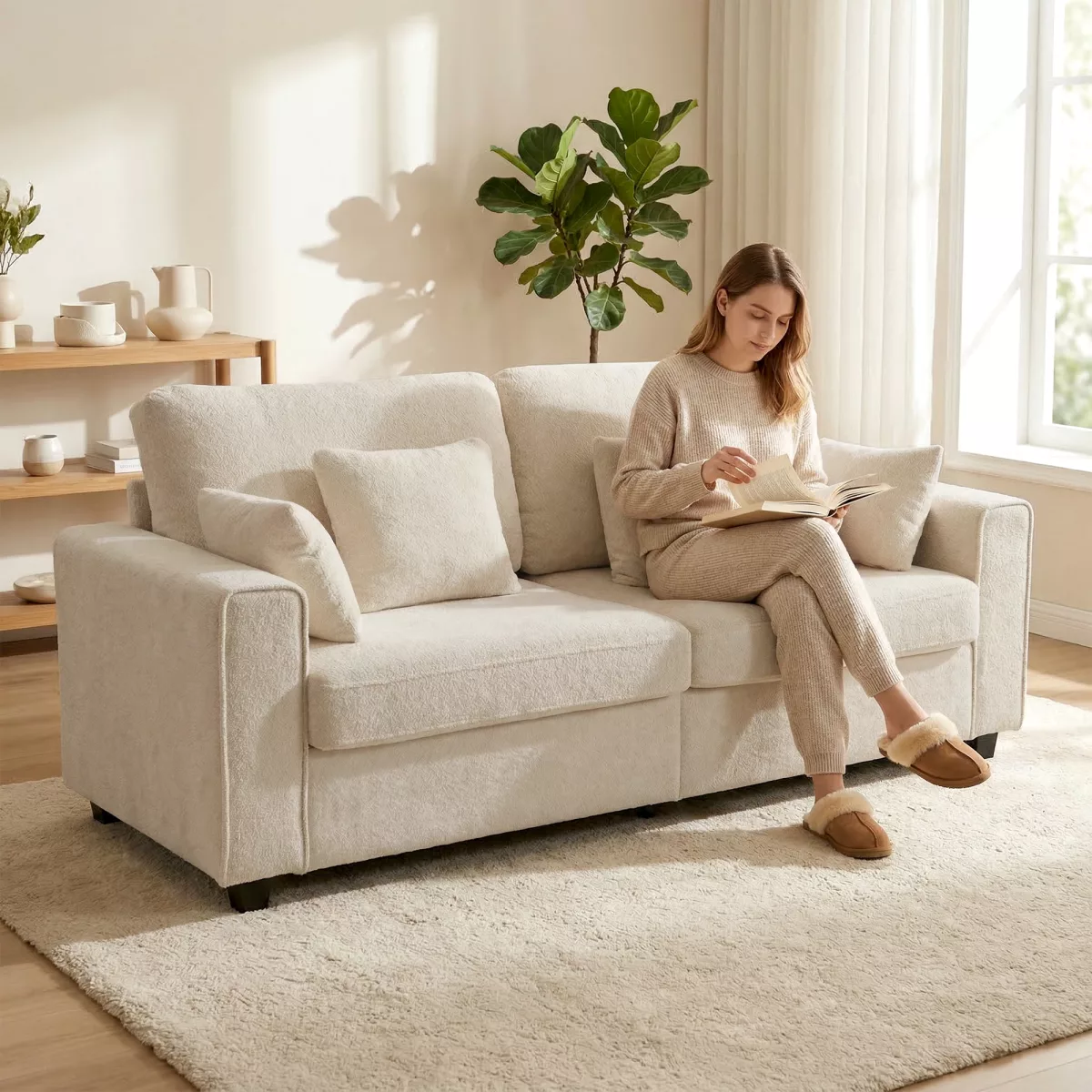 HOMCOM Canapé 3 places avec revêtement velours Raindrop