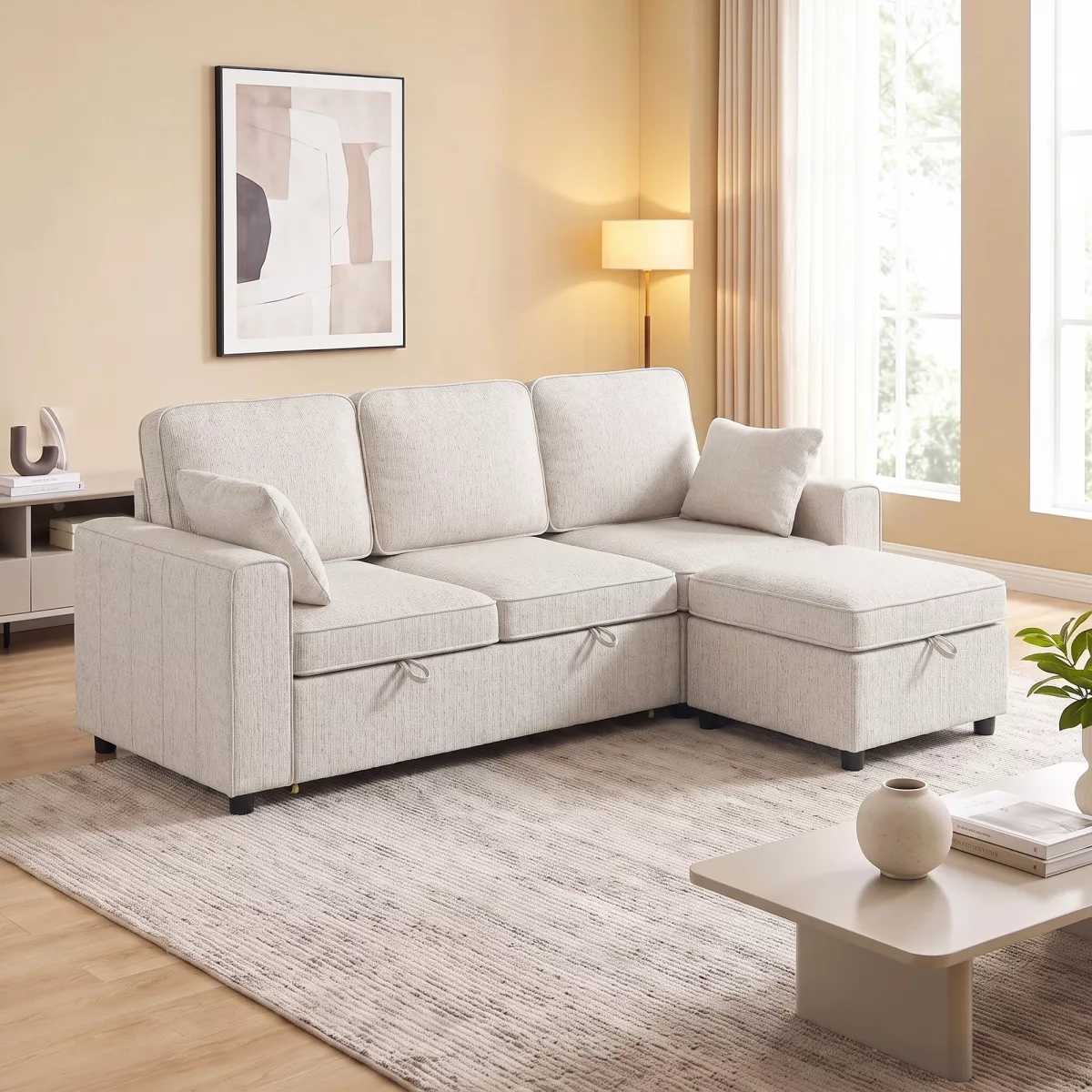 HOMCOM Canapé d'Angle Convertible en Chenille