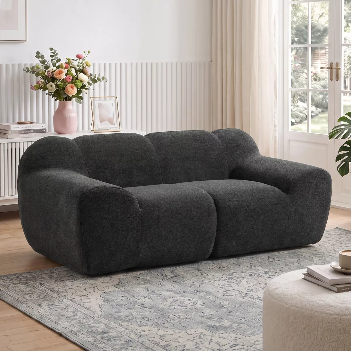 HOMCOM Canapé 2 places en chenille sans structure