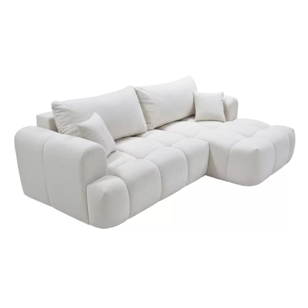 Canapé d'angle convertible en tissu bouclette – Angle