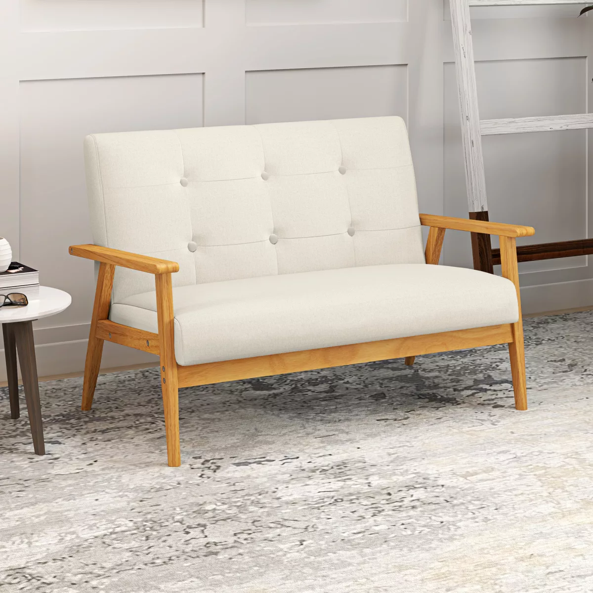 HOMCOM Canapé 3 places 115 cm canapé scandinave avec dossier capitonné