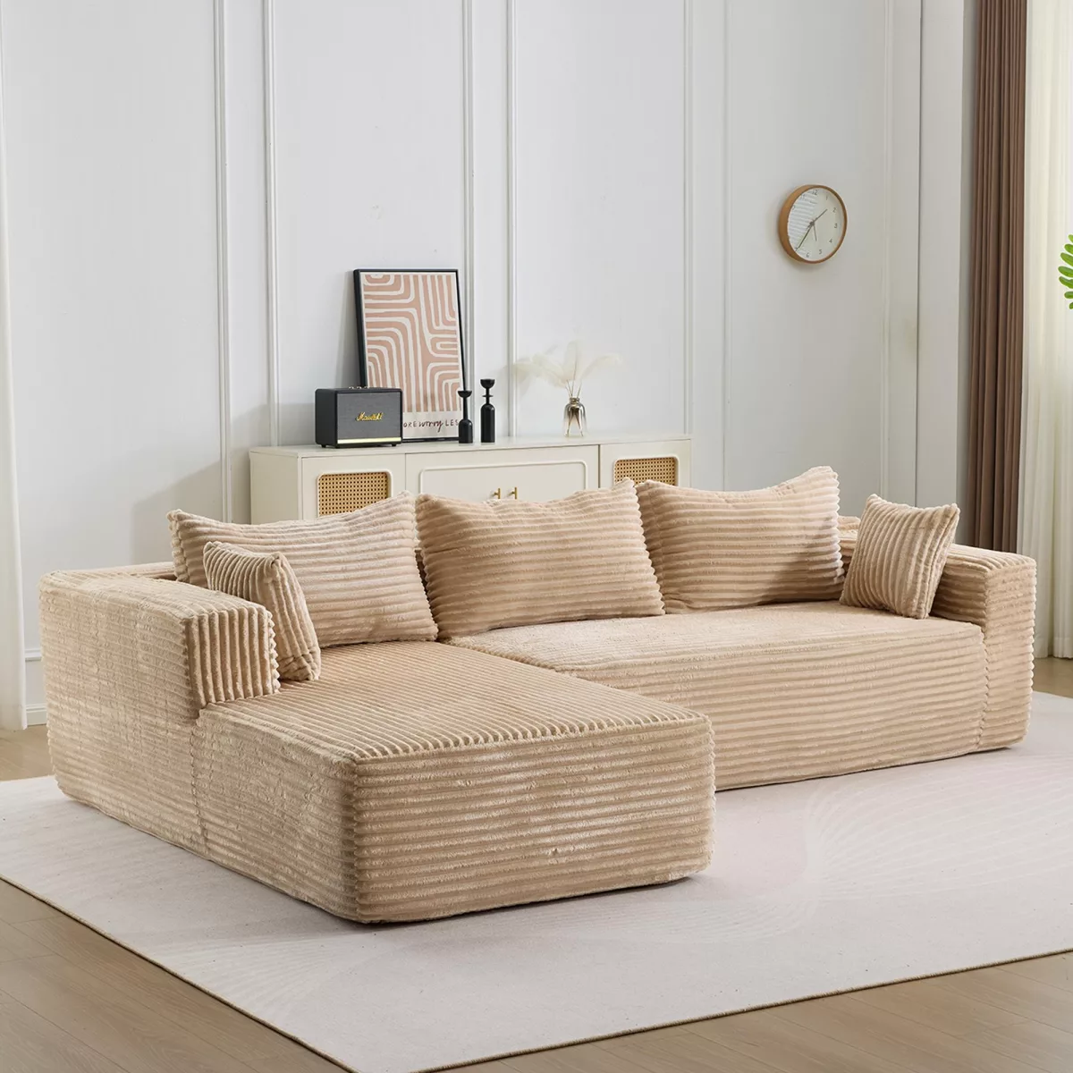 Compression Sectional Couch with Comfy Chaise