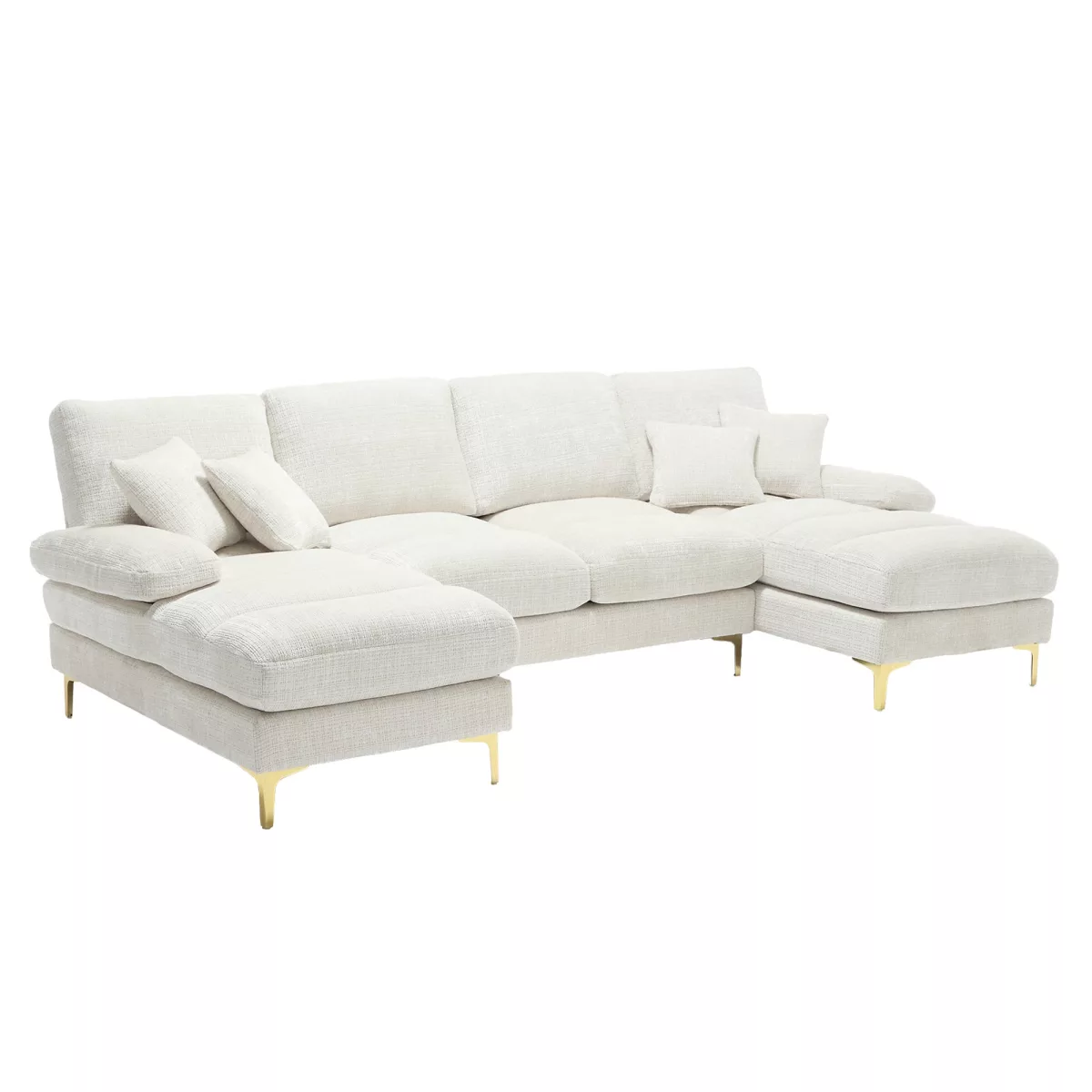 Grand Canapé d'Angle en Chenille Moderne en Forme de U Déhoussable