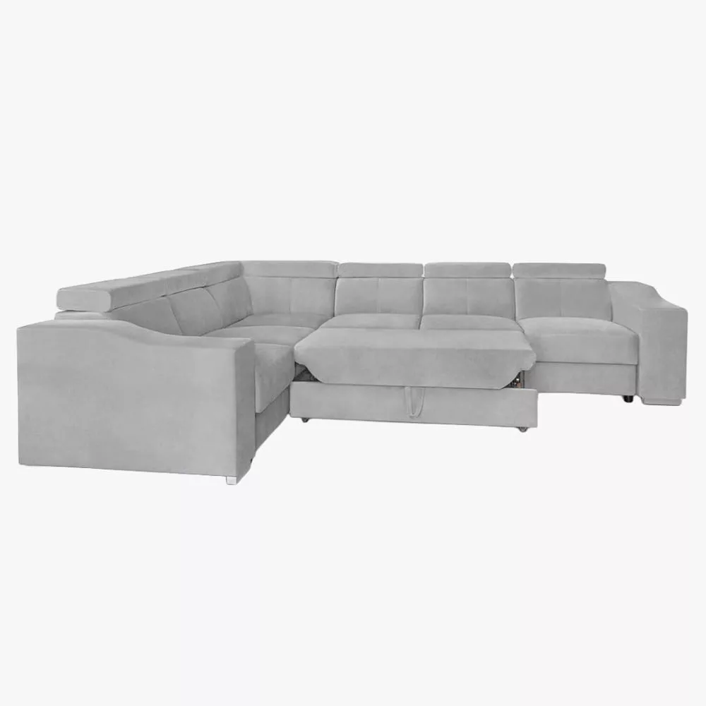 Lucky – Canapé d'angle convertible réversible en tissu velours
