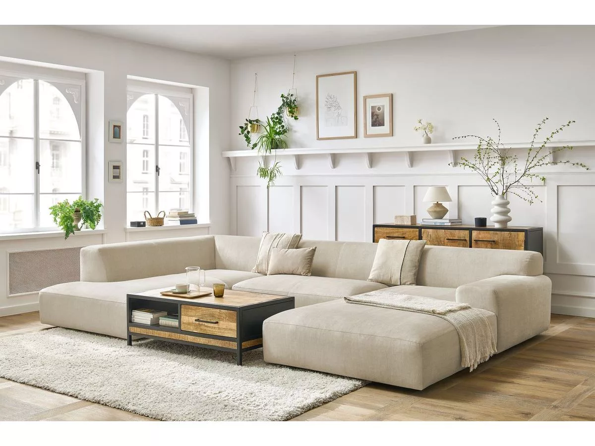 Canapé panoramique fixe compact lavena tissu velours Angle