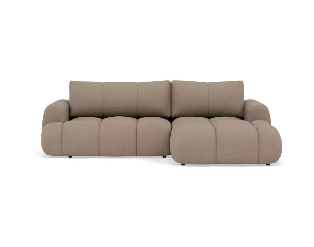 Yulin – canapé d'angle 4 places convertible avec coffre en tissu bouclette