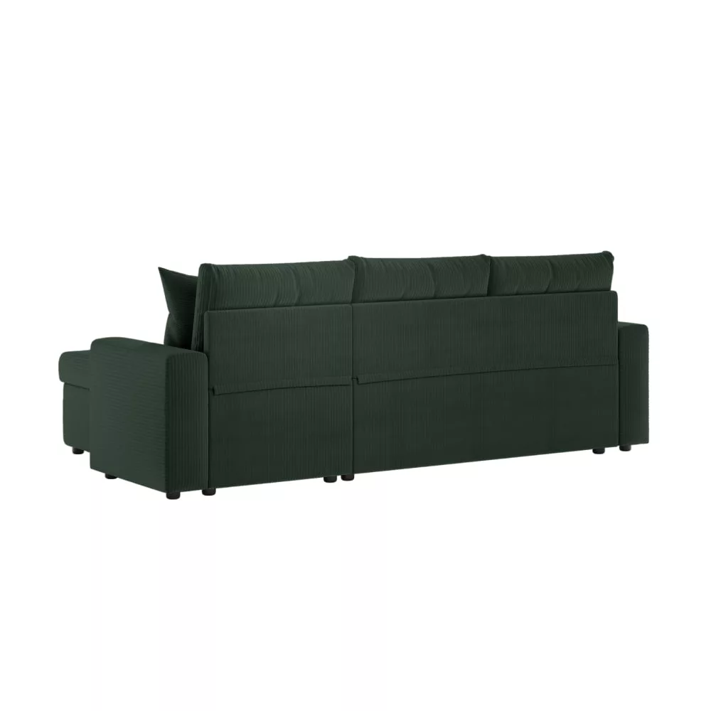 Canapé d'angle convertible 3 places réversible avec coffre de rangement – Velours côtelé