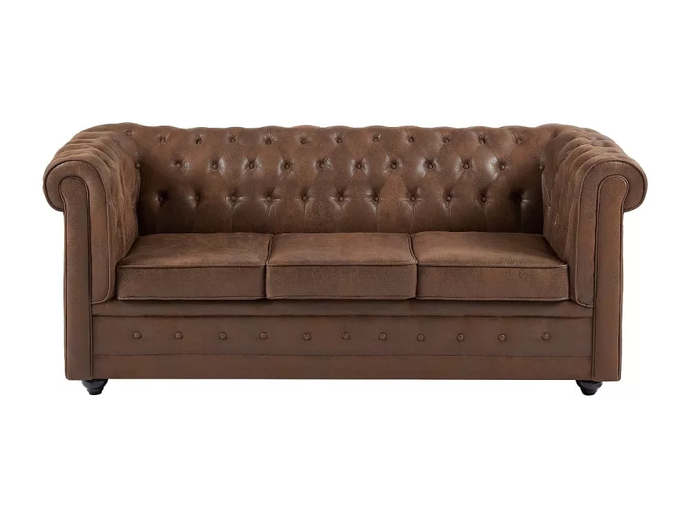 Canapé 3 places convertible en microfibre aspect cuir vieilli CHESTERFIELD