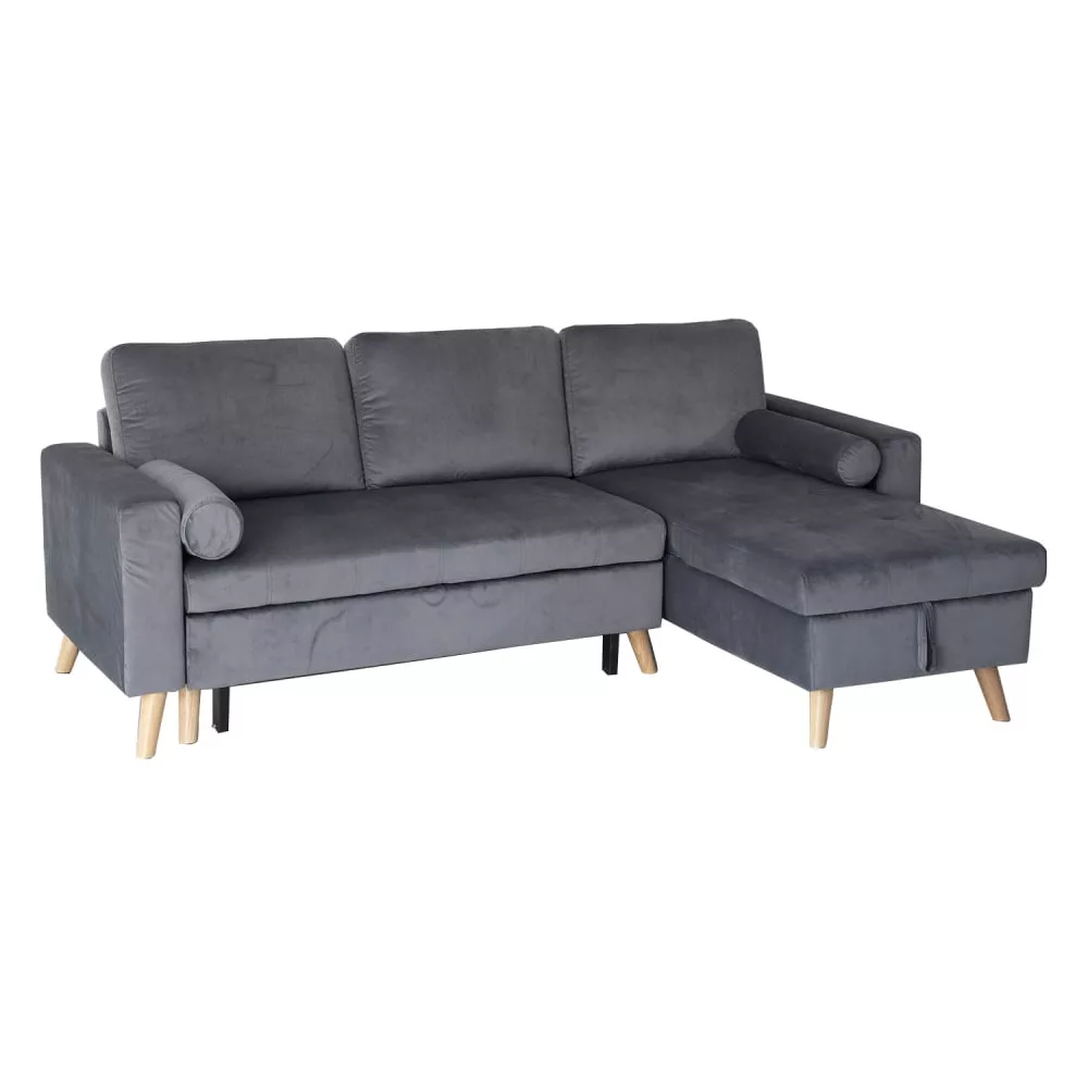 Canapé d'angle convertible james 3 places en velours