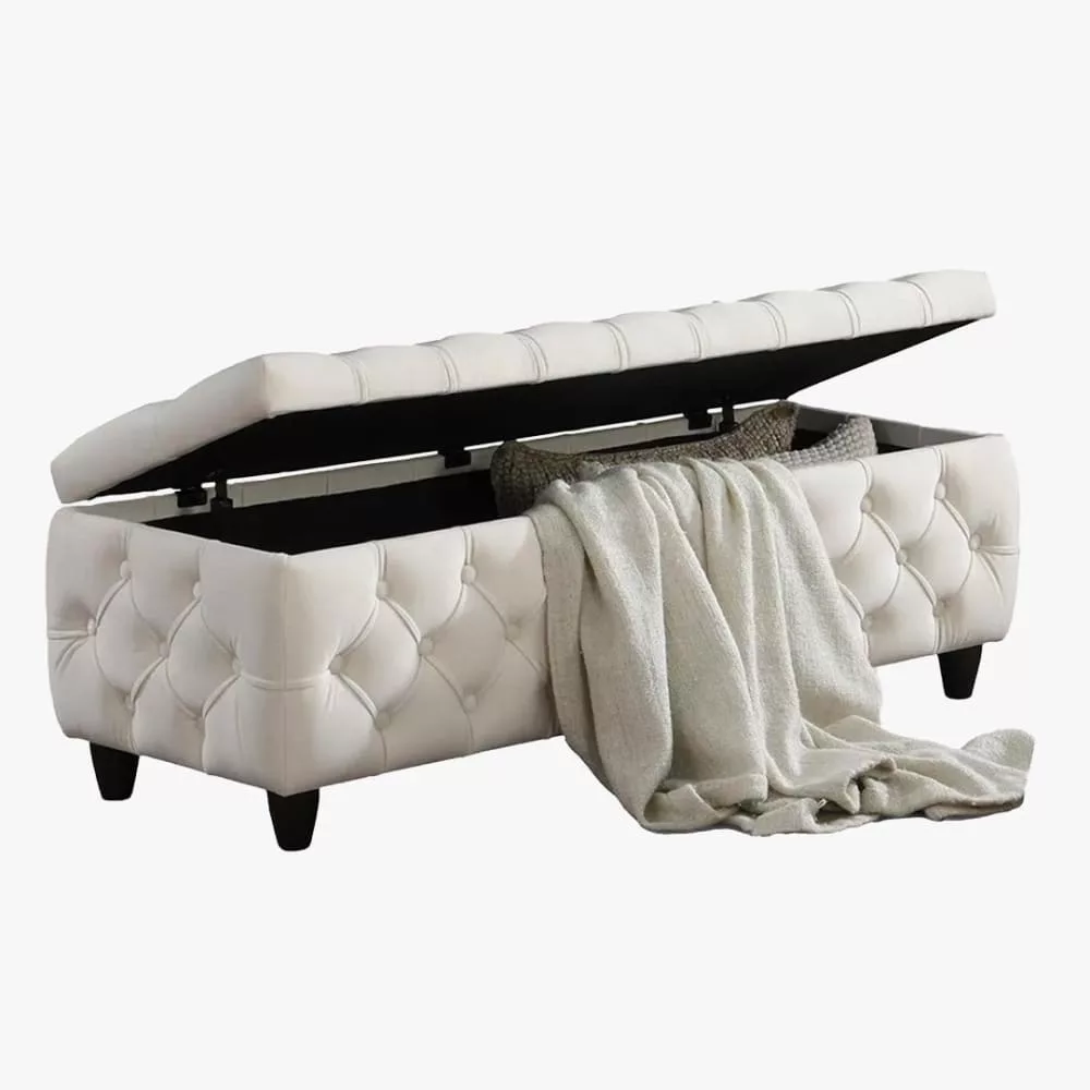 Banquette coffre capitonné en velours