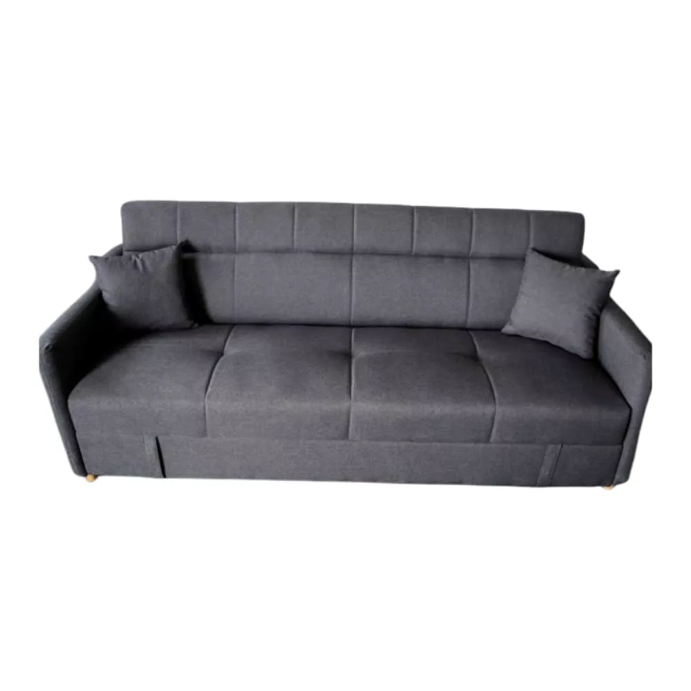 Canapé convertible 3 places en tissu lin – Coffre de rangement intégré