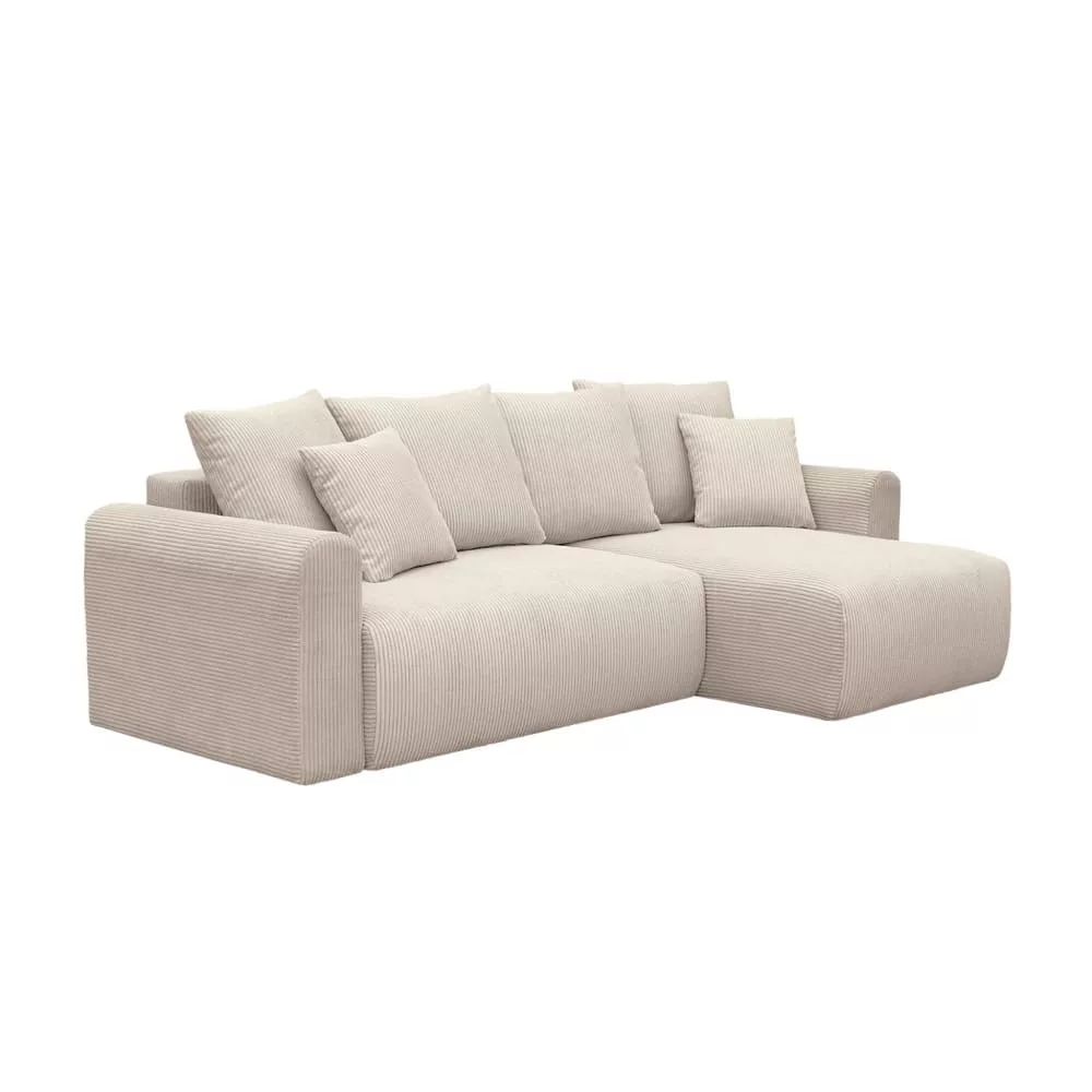 Canapé d'angle convertible réversible 3 places velours côtelé avec coffre de rangement