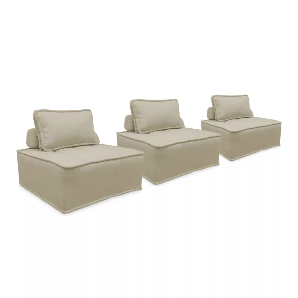 Lot de 3 chauffeuses pour canapé modulables tissu capitonné Polyester
