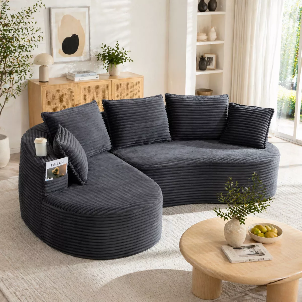 Bogesofa en velours côtelé, Aosom France