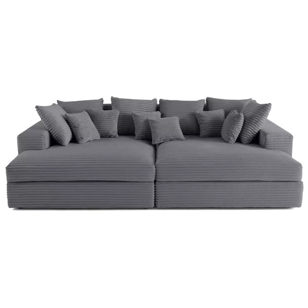 Canapé 4 places avec double méridienne – Assise profonde en velours côtelé