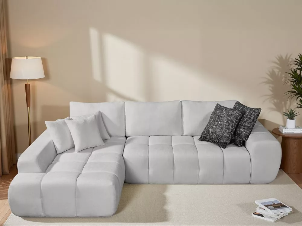 Canapé d'angle en tissu style bubble "Sidonie" – 4 places