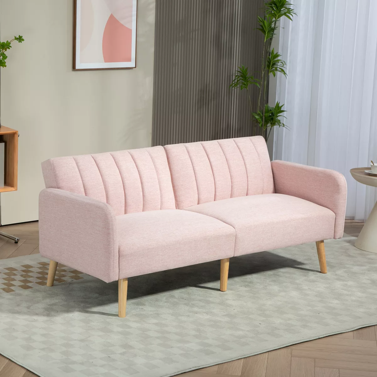 HOMCOM Canapé Convertible 2 Places Design scandinave Dossier inclinable 3 Positions Pieds