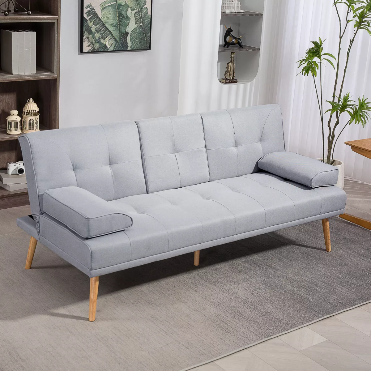 HOMCOM Canapé convertible 3 places design scandinave inclinaison dossier réglable 3