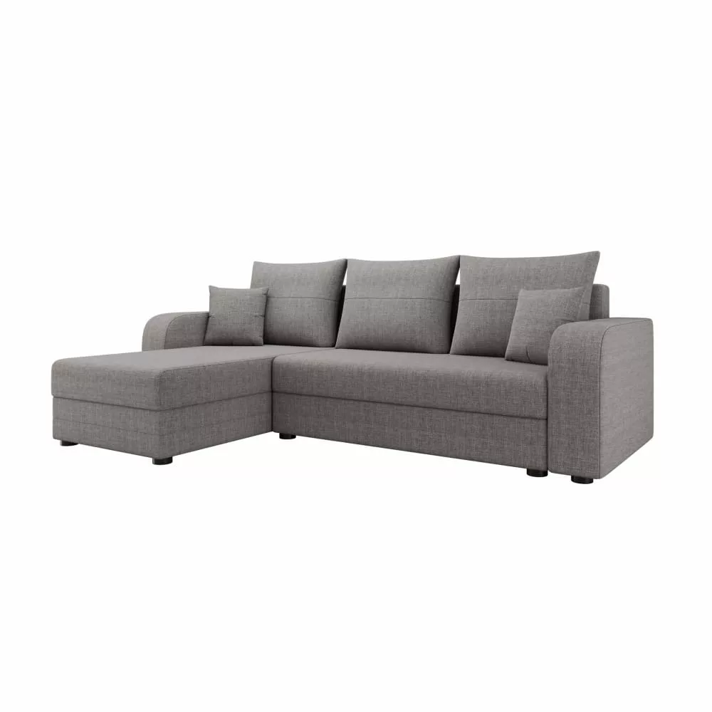Canapé d'angle réversible 4 places convertible avec coffre – Revêtement tissu 100%