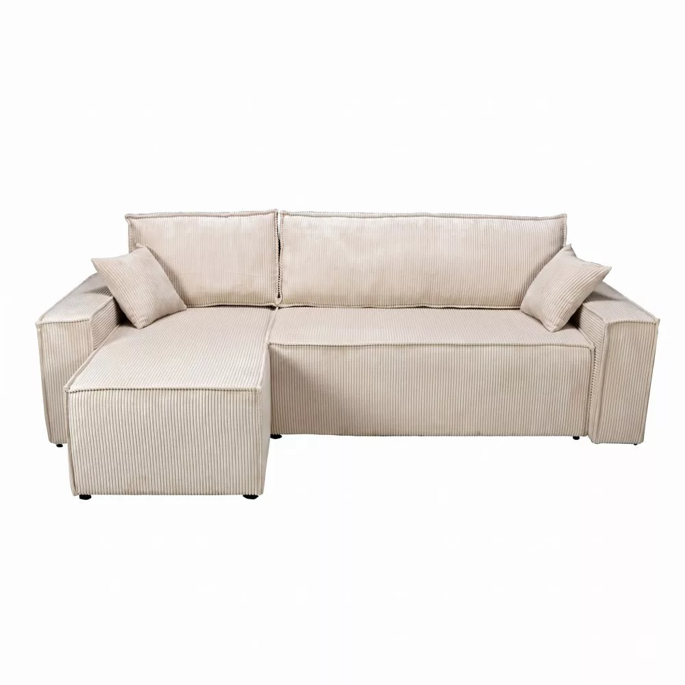 Canapé d'angle convertible réversible avec coffre – Velours côtelé
