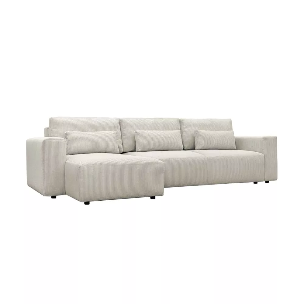 Canapé d'angle convertible réversible 5 places velours côtelé avec coffre de rangement