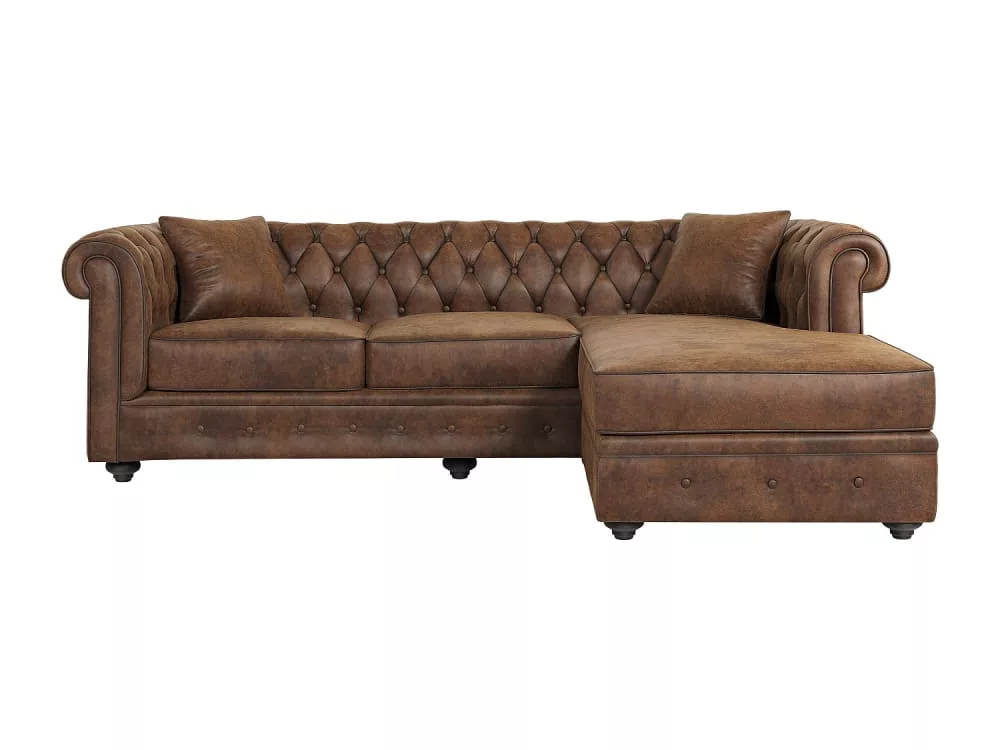 Canapé d'angle chesterfield réversible toledo en microfibre vieillie