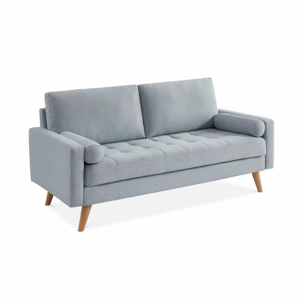 Canapé 3 places scandinave fixe. droit. pieds bois Polyester