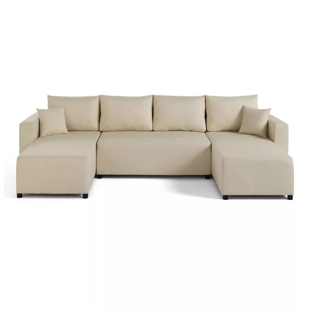 Canapé panoramique 7 places convertible avec coffre – Tissu doux
