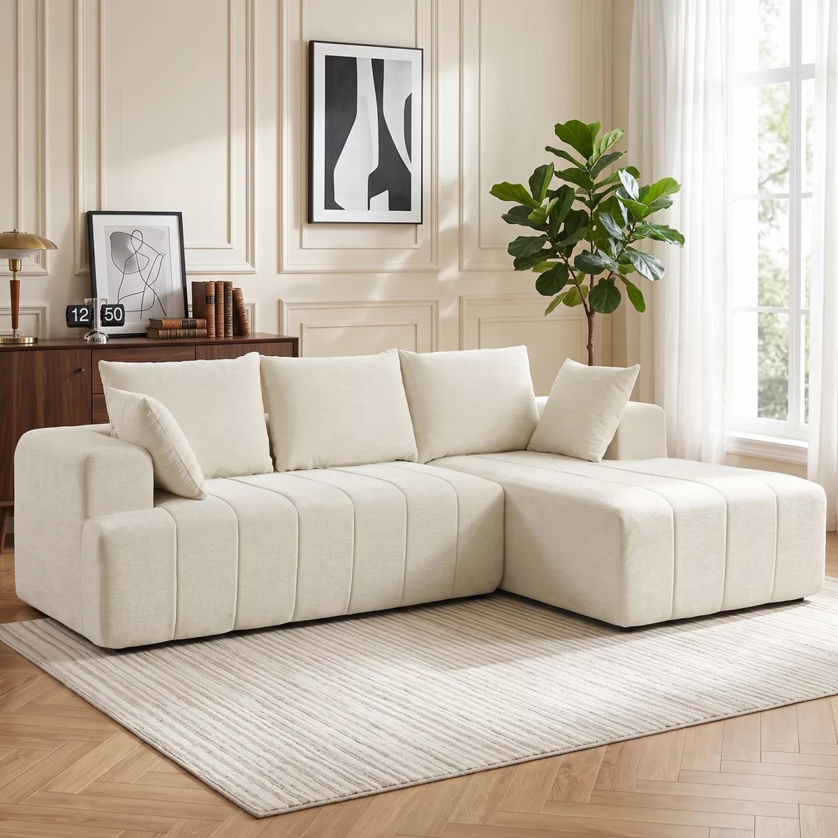 HOMCOM Canapé d'angle 256 cm avec méridienne