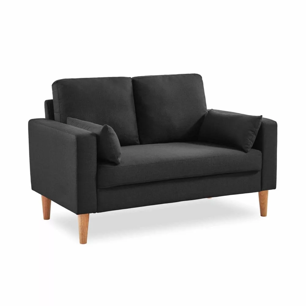 Canapé 2 places fixe pieds bois. style scandinave- Bjorn Polyester
