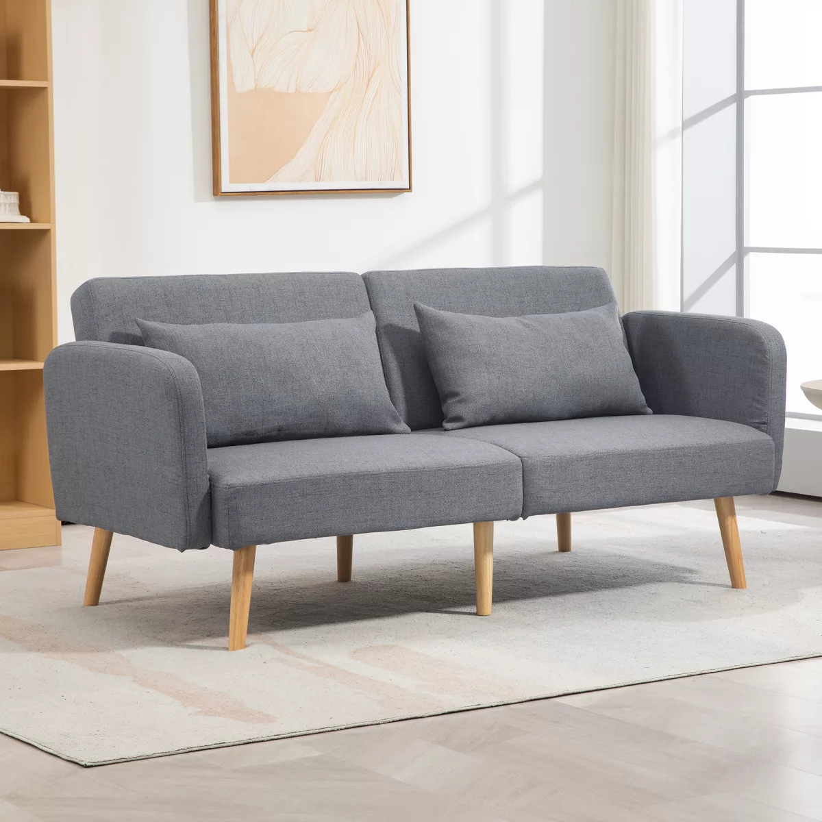 HOMCOM Canapé convertible 3 places design clic clac dossier inclinable et accoudoirs