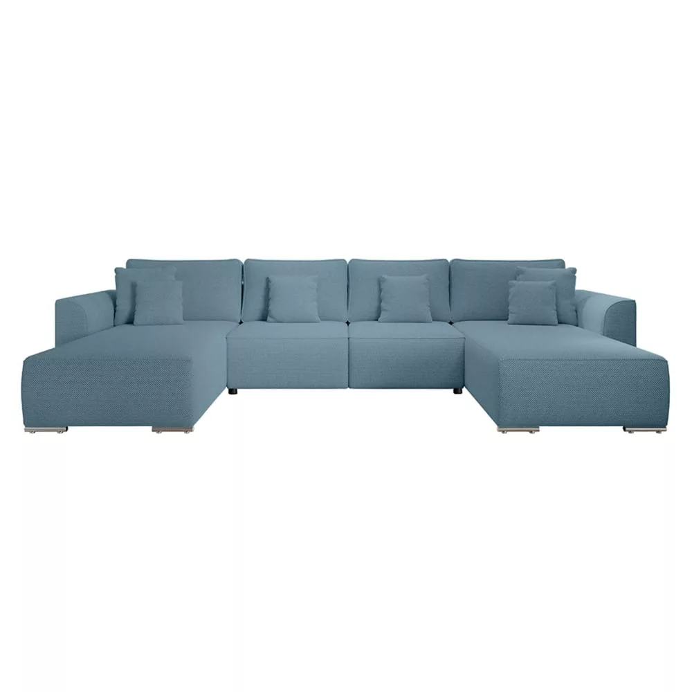 Gabriel – canapé panoramique en u 7 places convertible avec coffre en tissu texturé